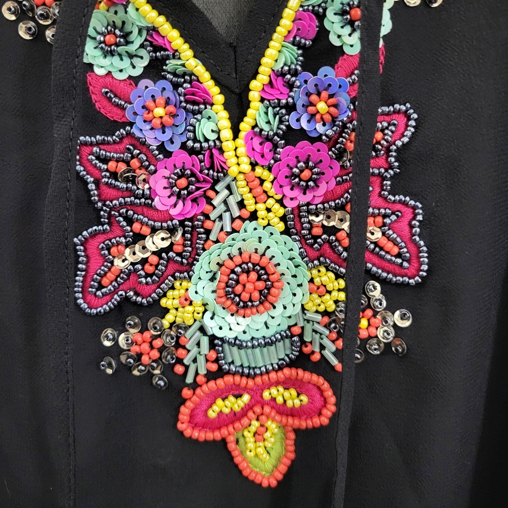 Cache Beaded Sheer Sleeveless Top Elastic Waist B… - image 4